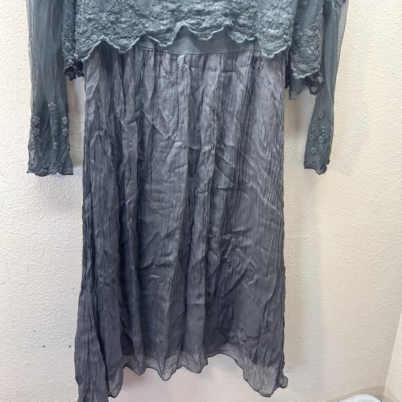 Carla Conti Silk Embroidered Tunic Sheath Dress Mini SZ S Fairy Whimsigoth Lace - Picture 6 of 9